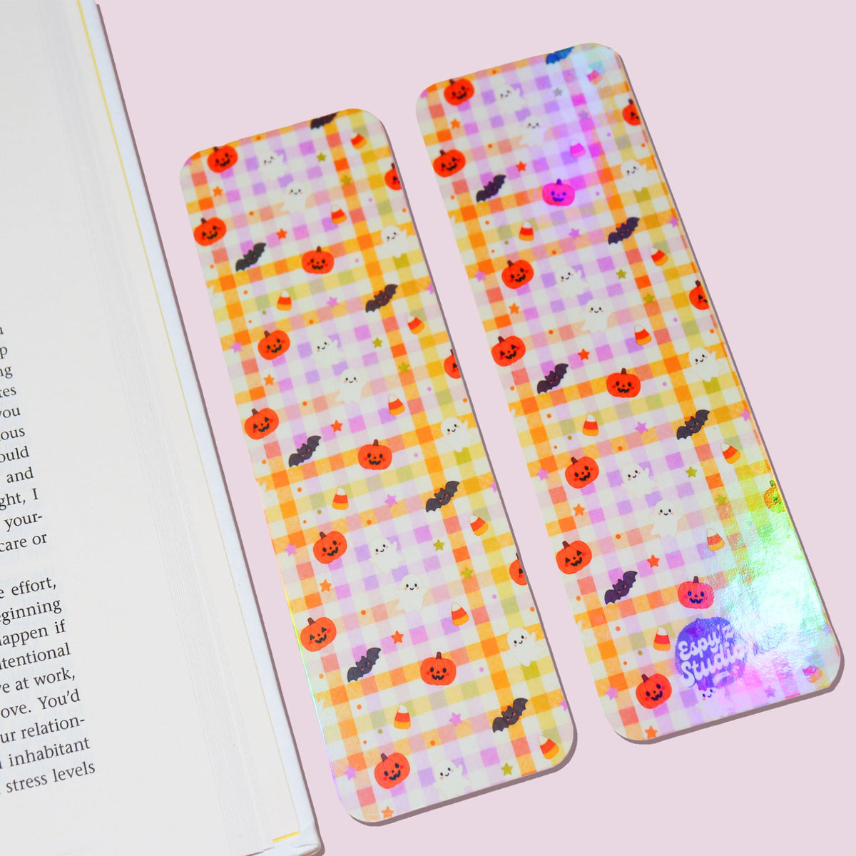 Colorful Halloween Gingham Bookmark