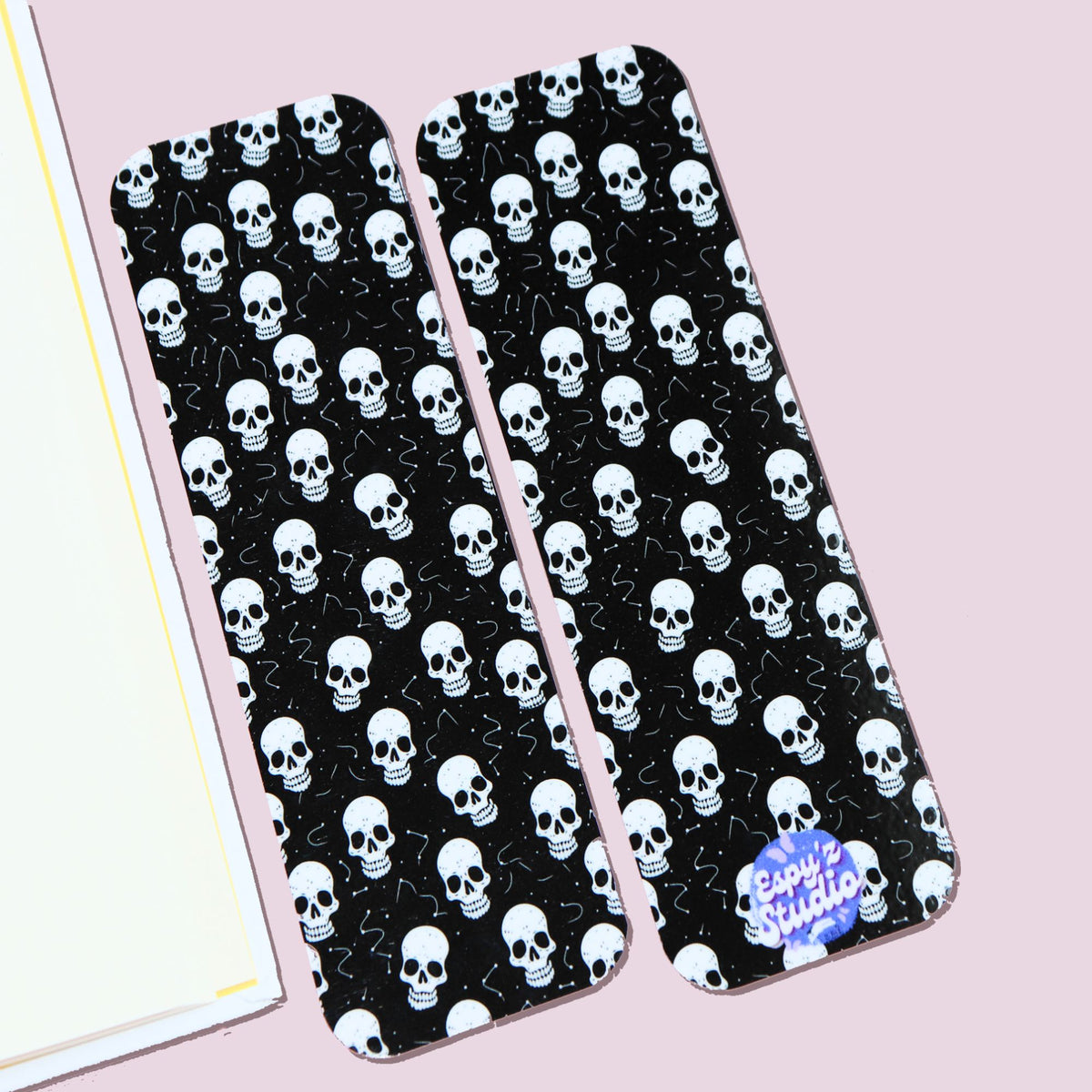 White And Black Skull Bookmark