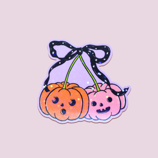 Coquette Cherry Halloween Pumpkin Sticker