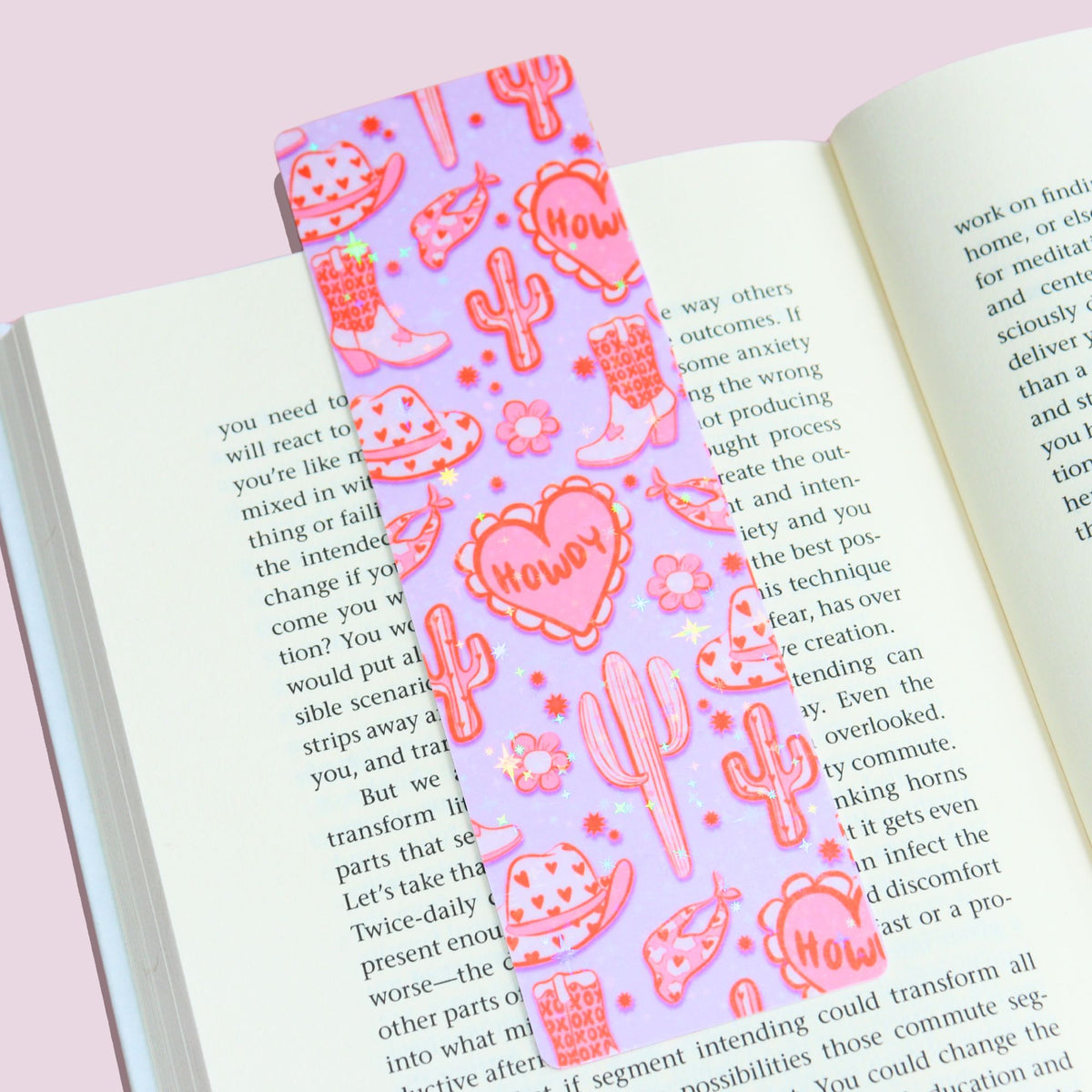 Pink Western Holographic Bookmark