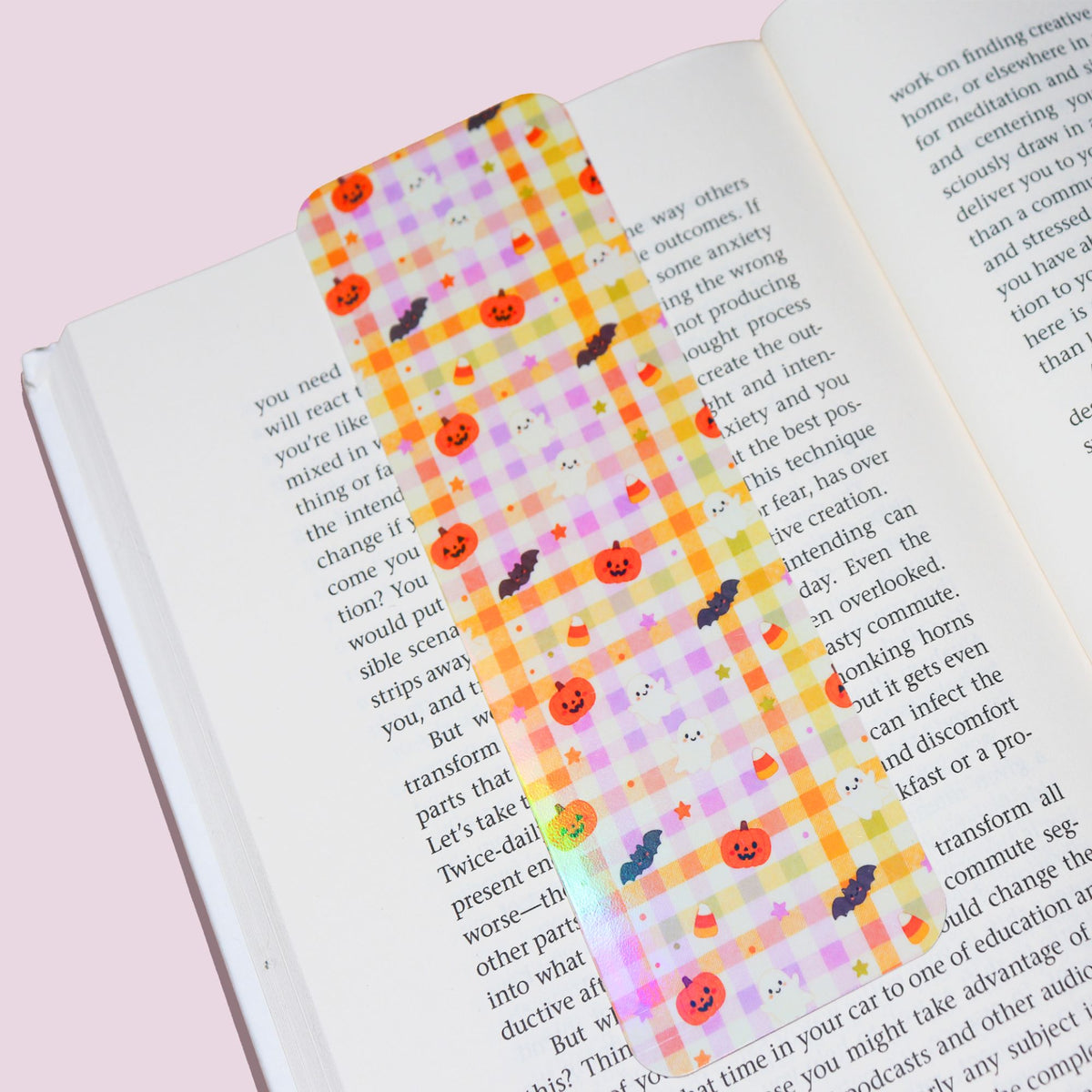 Colorful Halloween Gingham Bookmark