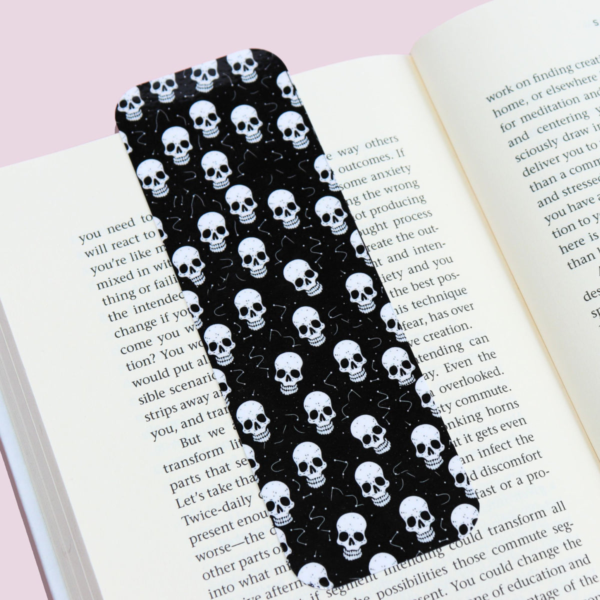 White And Black Skull Bookmark
