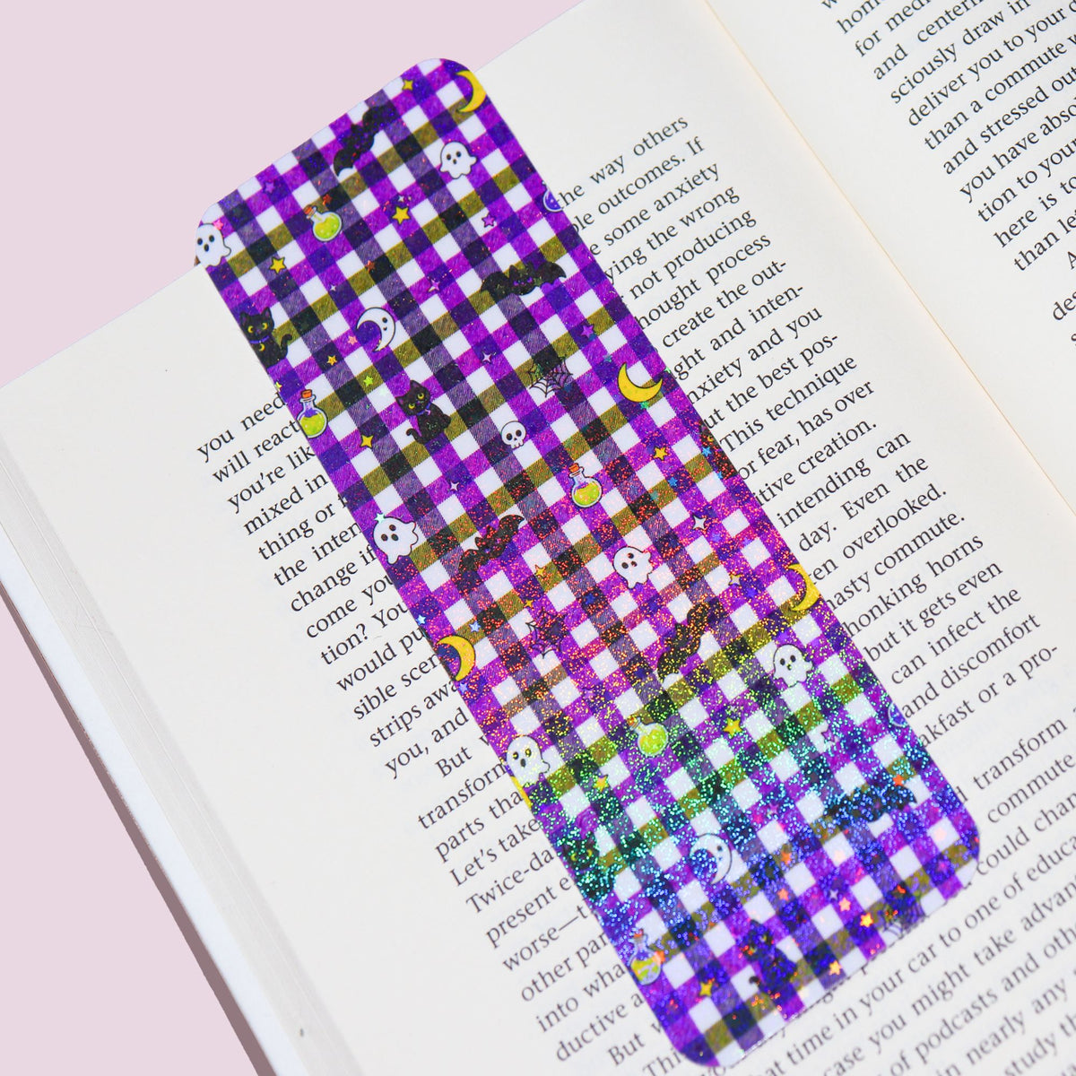 Spooky Cat Gingham Bookmark