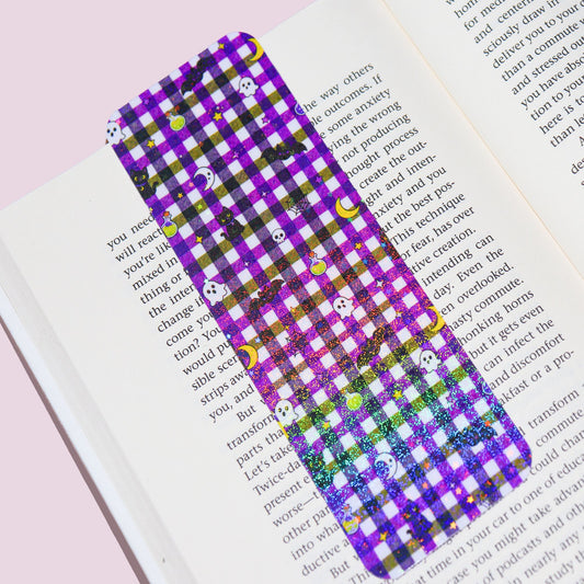 Spooky Cat Gingham Bookmark