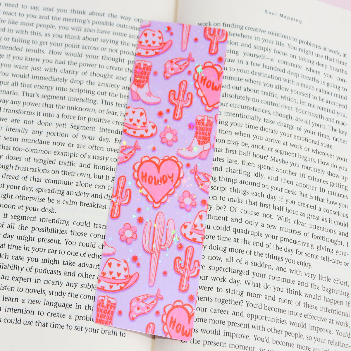 Pink Western Holographic Bookmark