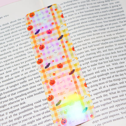 Colorful Halloween Gingham Bookmark