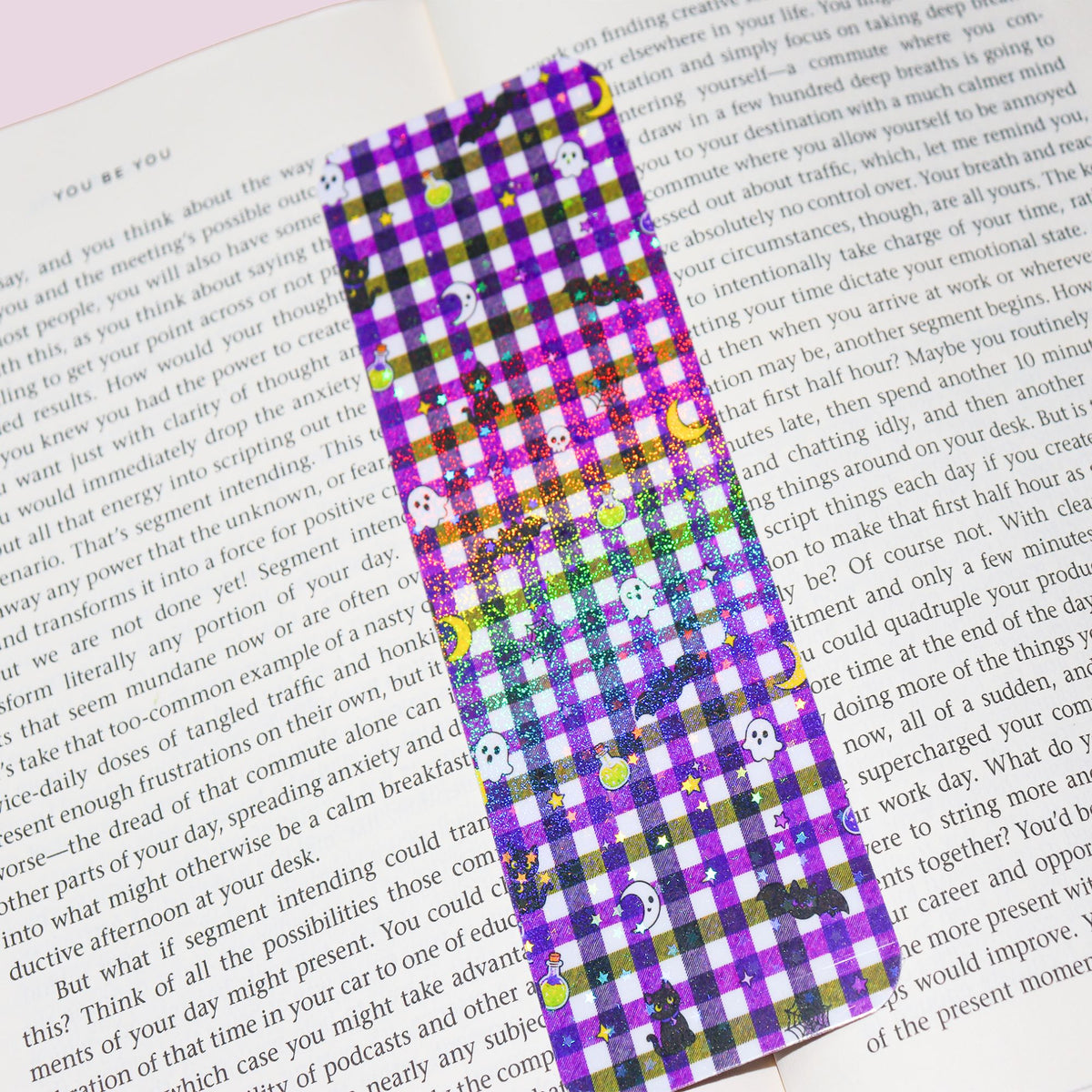 Spooky Cat Gingham Bookmark