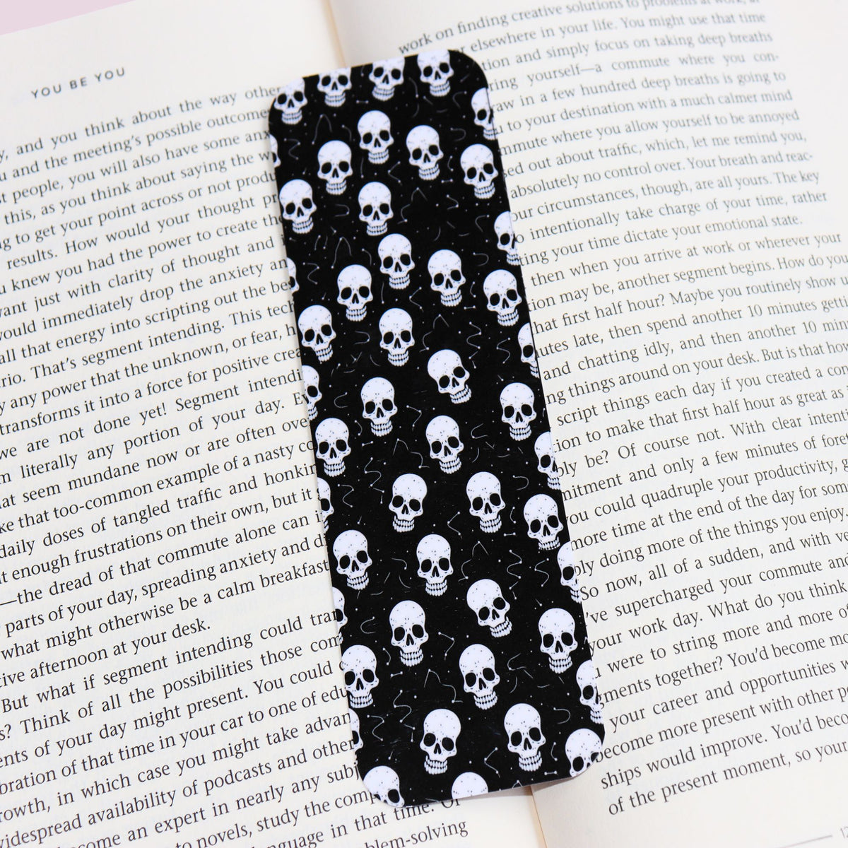 White And Black Skull Bookmark