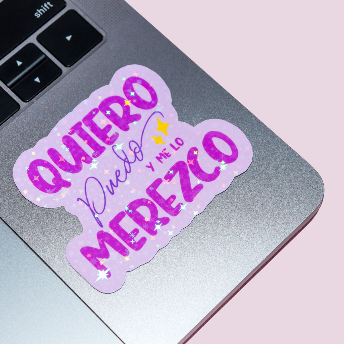 Purple Quiero Puedo Y Lo Merezco Holographic Sticker
