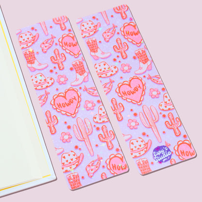 Pink Western Holographic Bookmark