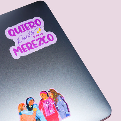 Purple Quiero Puedo Y Lo Merezco Holographic Sticker