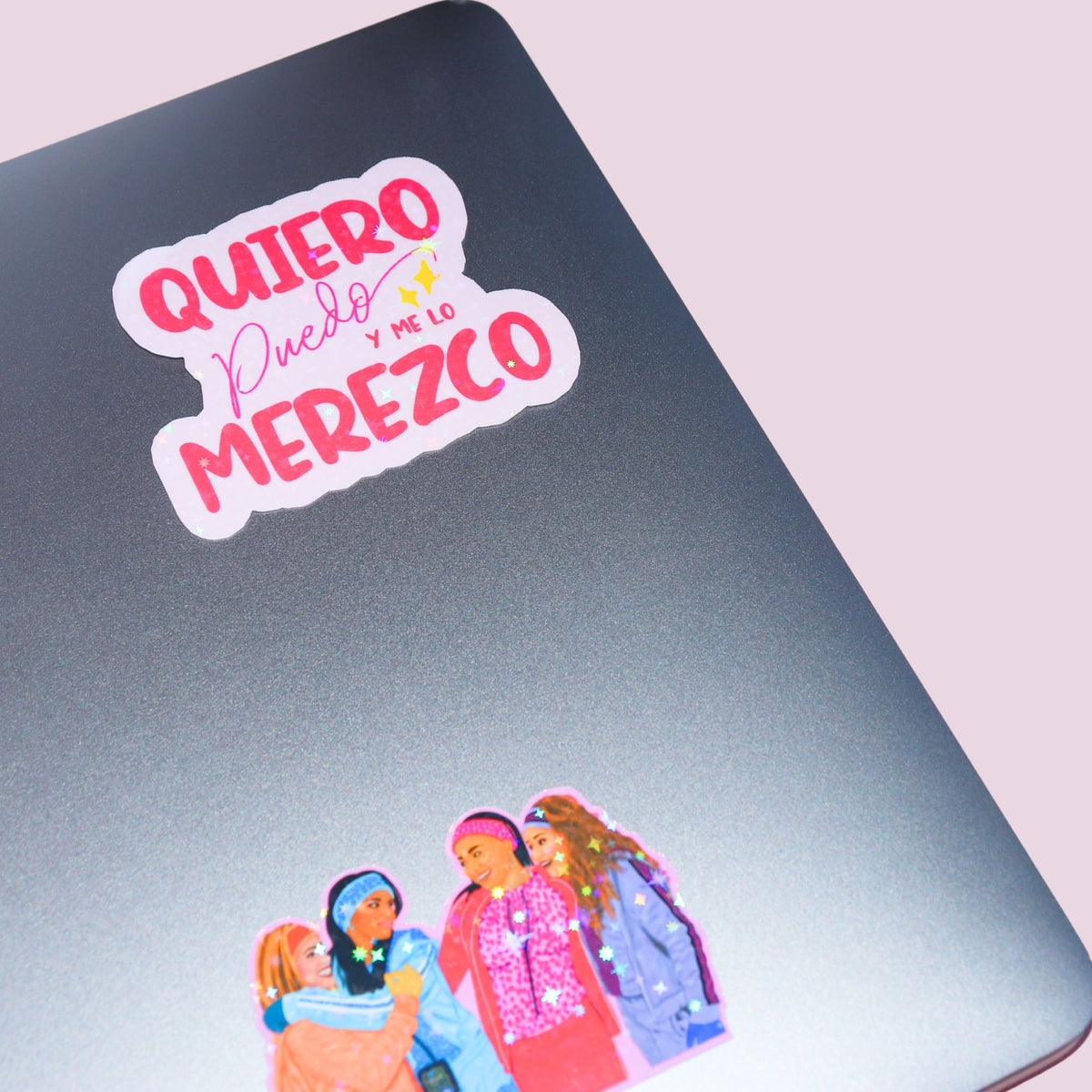 Pink Quiero Puedo Y Lo Merezco Holographic Sticker