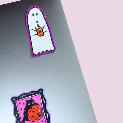 Coffee Lovin Ghost Sticker
