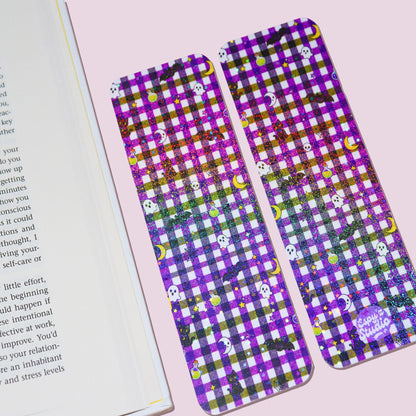 Spooky Cat Gingham Bookmark